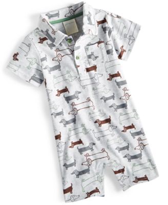 First Impressions - Baby Boys Walking Dogs Printed Sunsuit