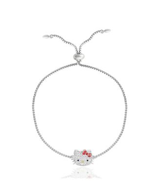 Sanrio Officially Licensed Authentic Pave Hello Kitty Face Lariat Bracelet