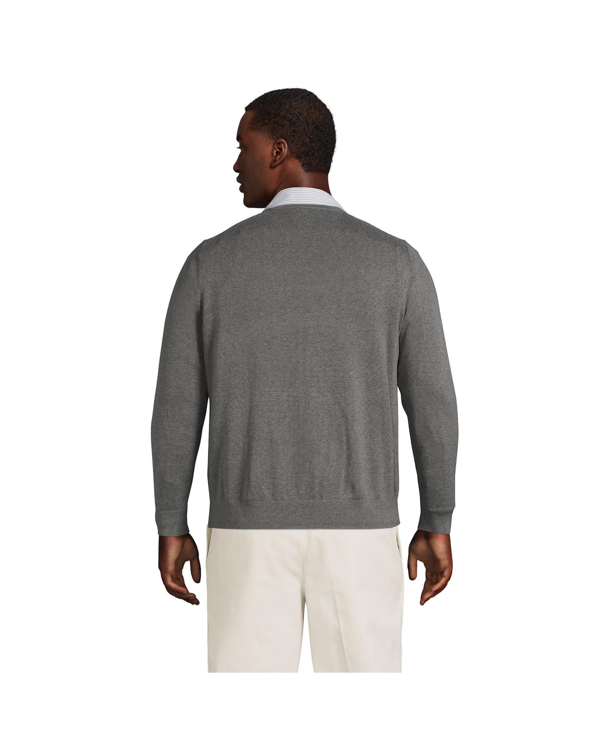 Lands' End Big & Tall Classic Fit Fine Gauge Supima Cotton V-neck Sweater
