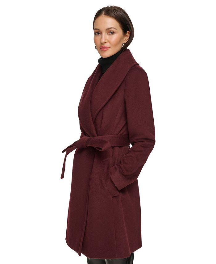 DKNY Women's ShawlCollar Wool Blend Wrap Coat Macy's