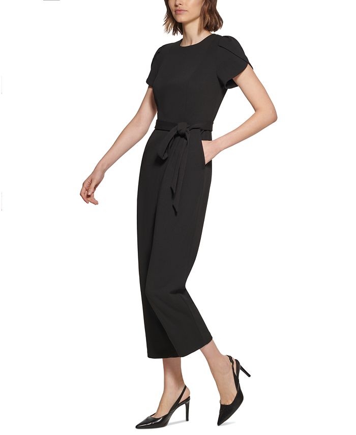 Caramel Puff Sleeve Belted Jumpsuit main image 0