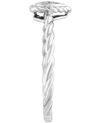 EFFY&reg; Diamond Pav&eacute; Heart Rope Ring (1/20 ct. t.w.) in Sterling Silver
