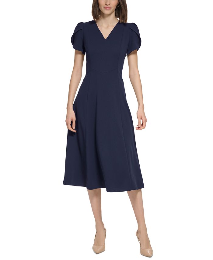 Calvin Klein Women's Tulip-Sleeve Midi Dress - Macy's