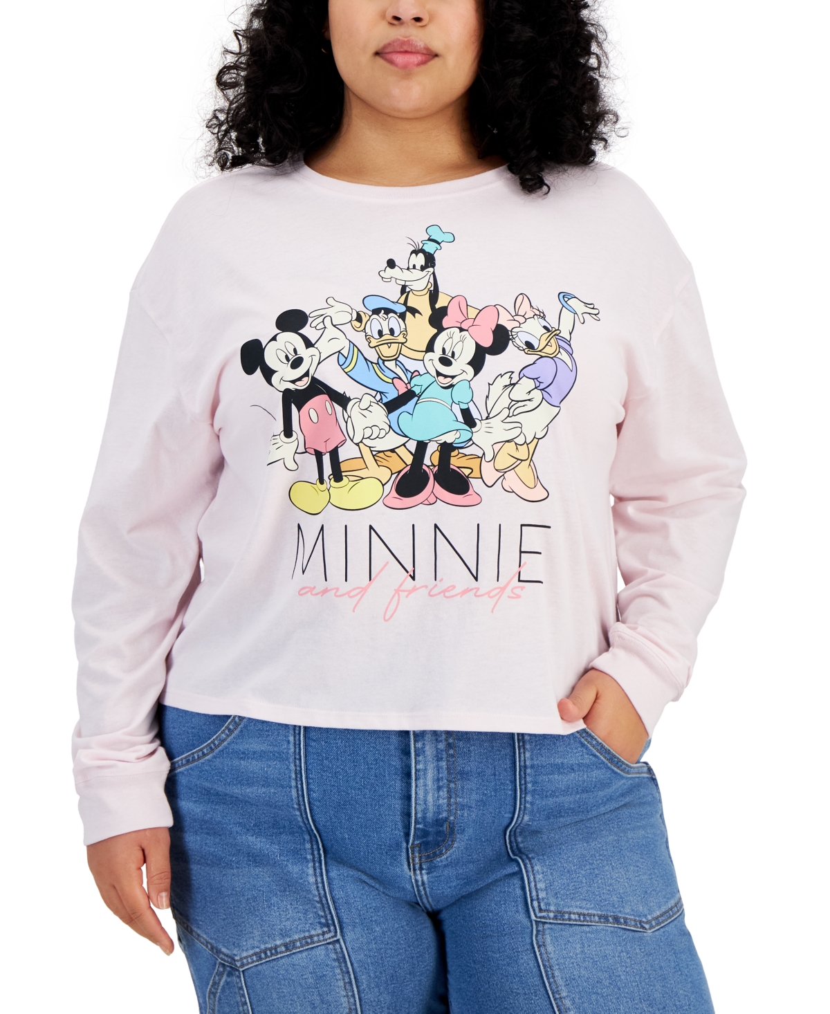 Trendy Plus Size Minnie & Friends Long-Sleeve Graphic Tee - Orchid Ice