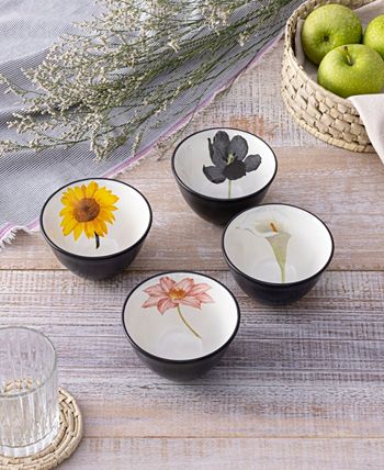 Noritake - Colorwave Graphite Floral Mini Bowls, Set of 4