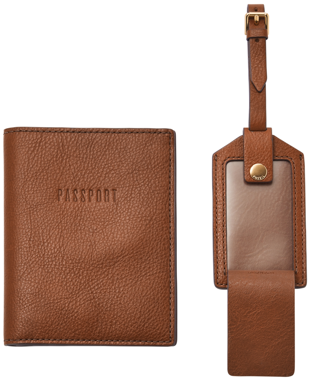 Fossil Passport Case And Luggage Tag Gift Set In Brown