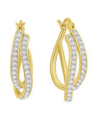 And Now This Crystal Bypass Hoop Earring - Gold