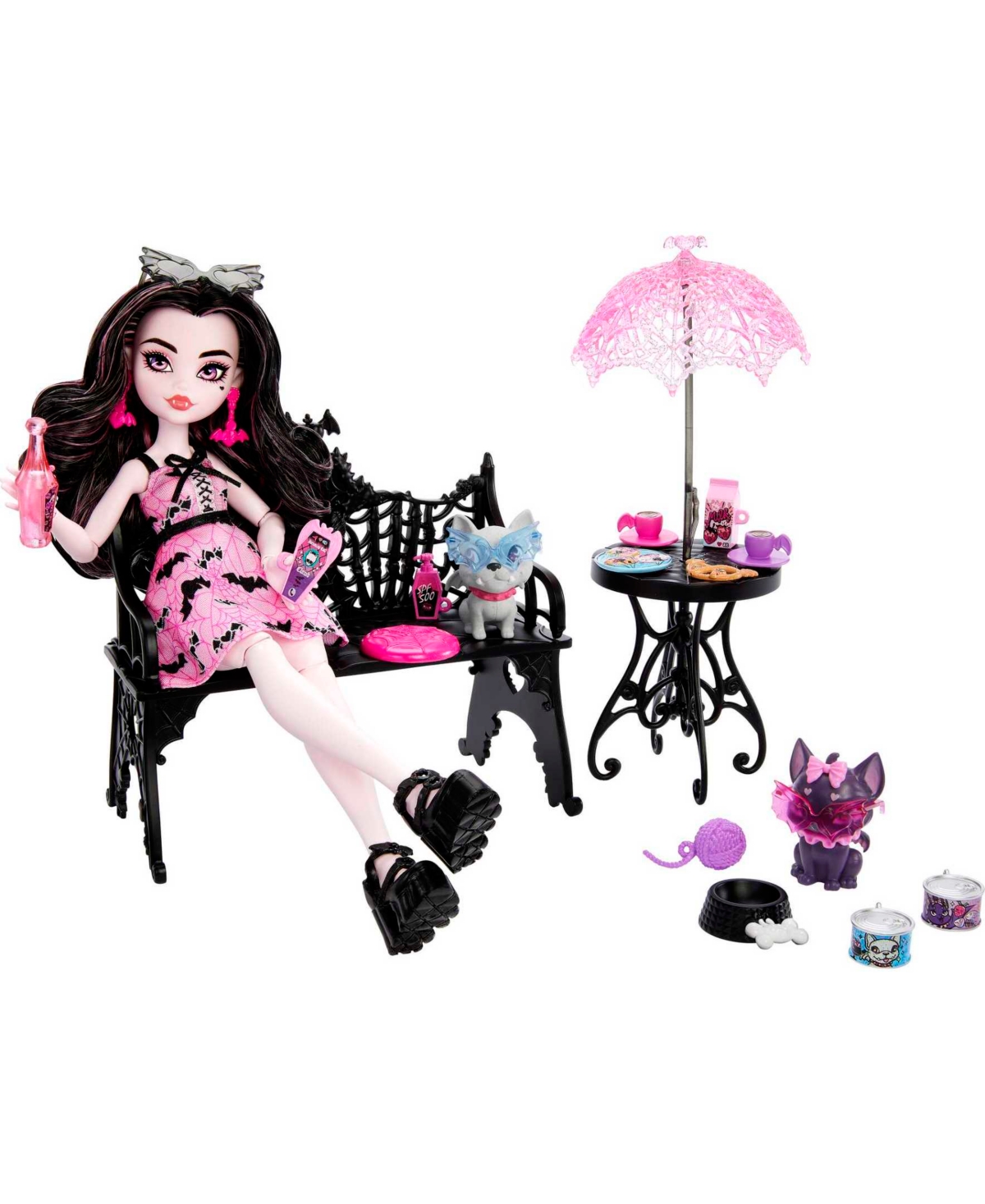 Monster High Draculaura Doll With Two Pets At The Park In Multi-color