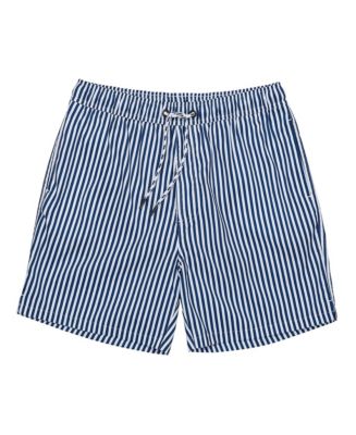 Men's Denim Stripe Comfort Lined Swim Short - Macy's