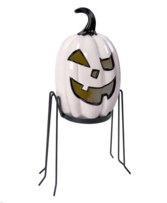 15" Pre-Lit Ghost Pumpkin In Stand
