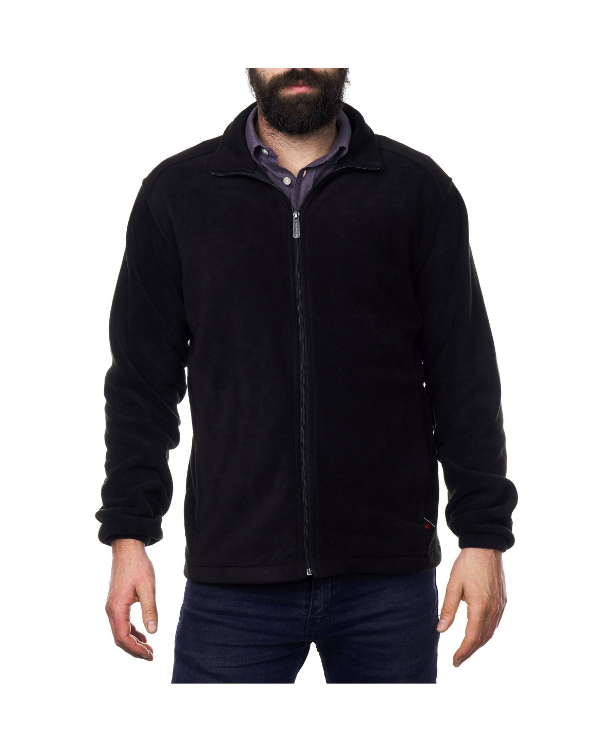 Trent Mens Full Zip Up Fleece Jacket Soft Casual Warm Zipper Coat - Black