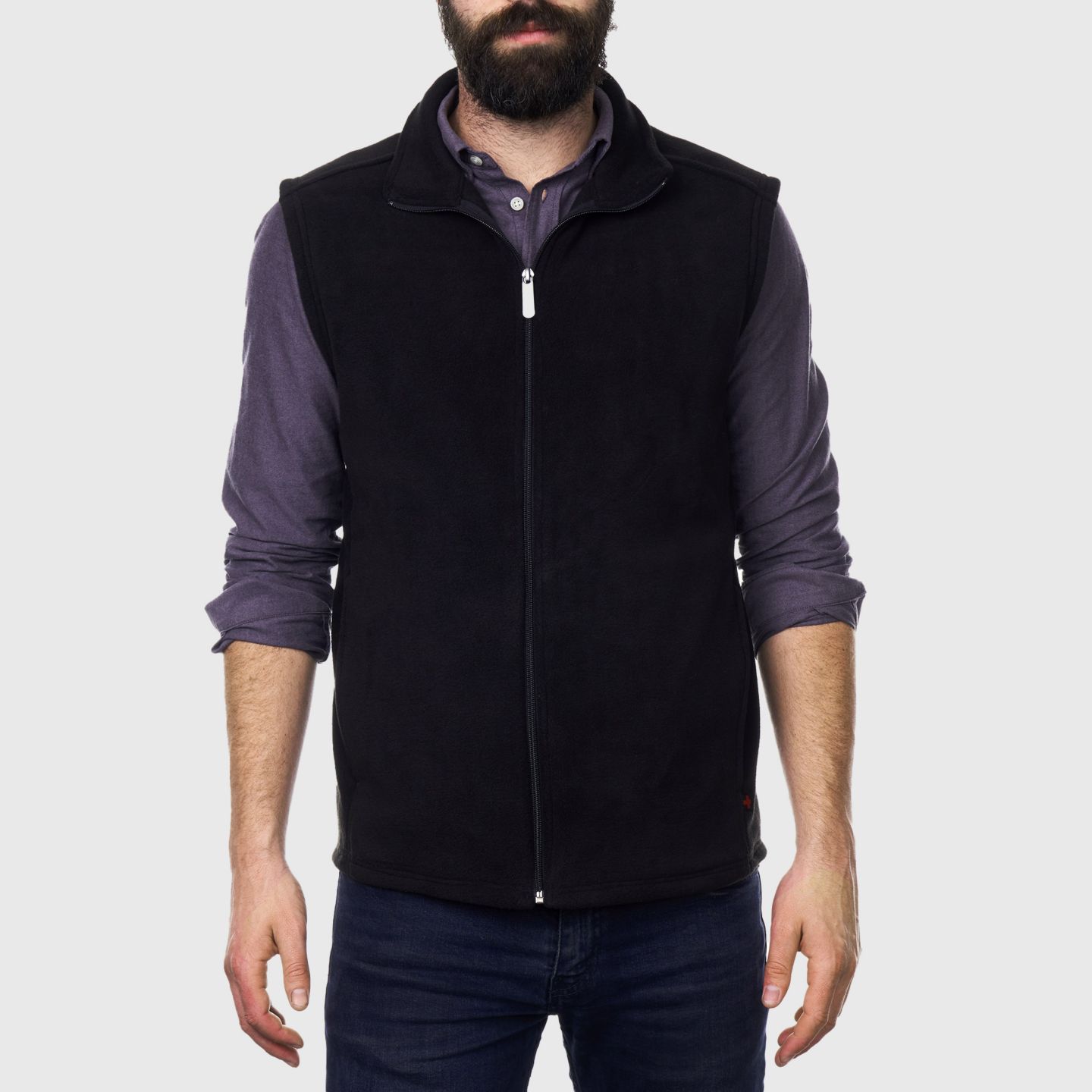 Мужская куртка Alpine Swiss Full Zip Up Fleece Vest Lightweight Warm Sleeveless Jacket, цвет: Чёрный — фото 1
