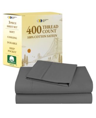 Soft Twin Cotton Sheet Set - 400 Thread Count 100% Cotton Sateen