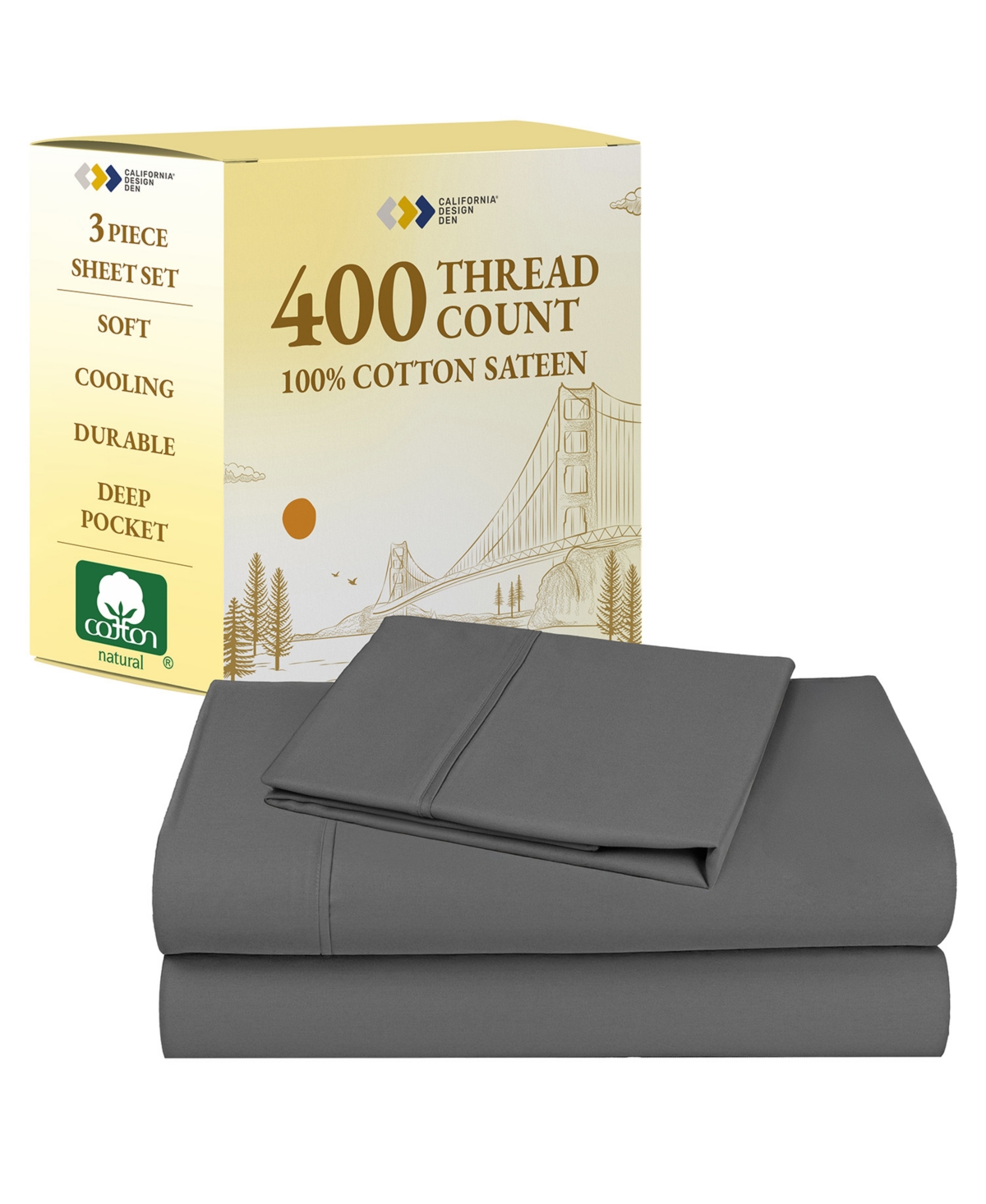 Soft Cotton Bed Sheet Set Xl - 400 Thread Count 100% Cotton Sateen