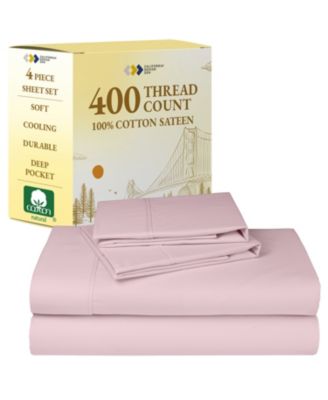 Soft Cotton 400 Thread Count  Cotton Sateen 4 Piece Sheet Set, King