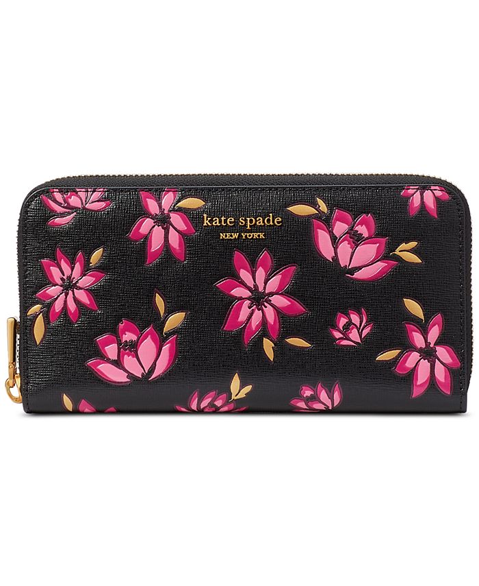 kate spade new york Morgan Winter Blooms Embossed Saffiano Leather Zip ...