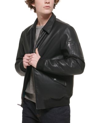 Men's Faux-Leather Bomber Jacket 