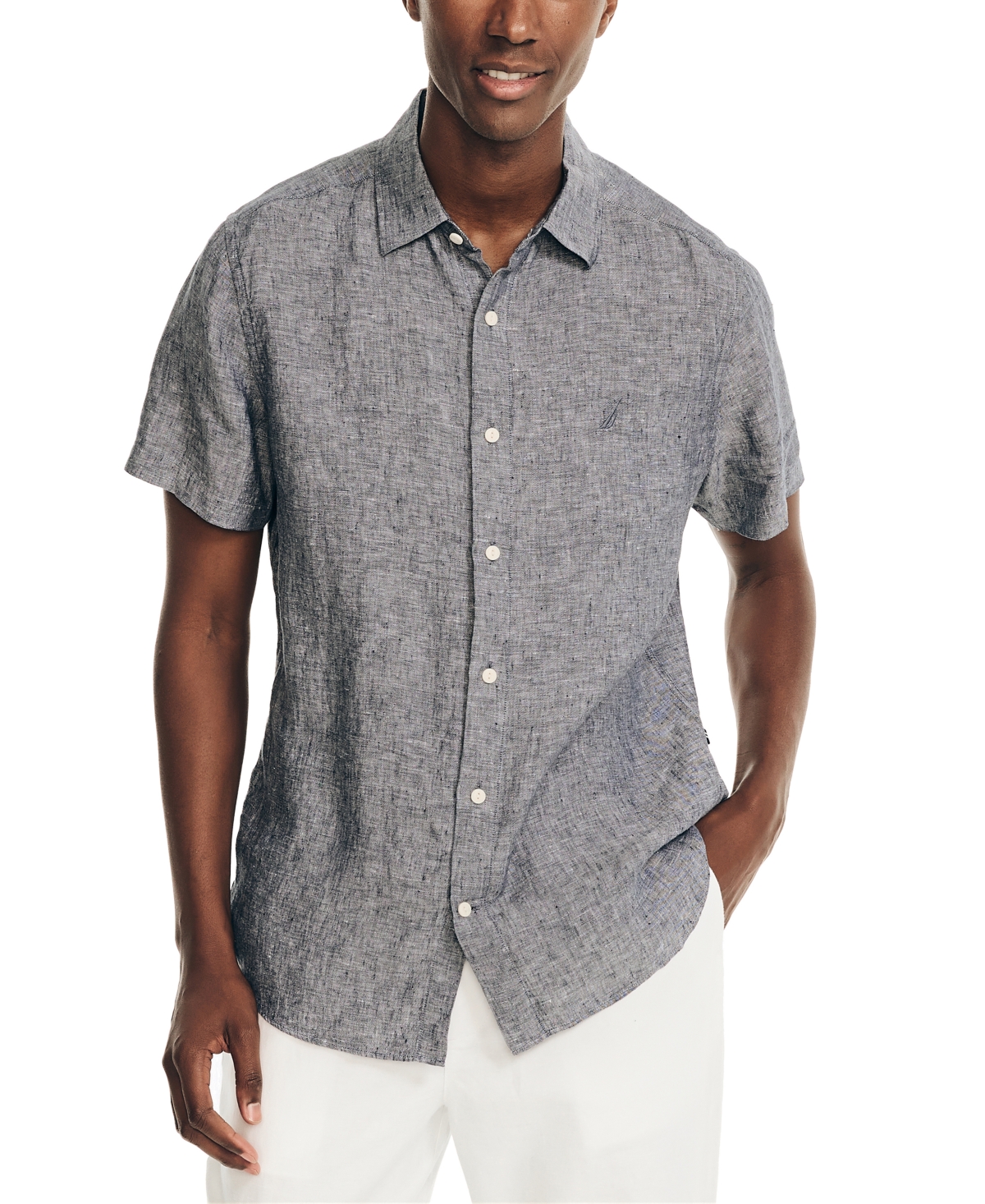 Men's Classic-Fit Solid Linen Short-Sleeve Shirt - Pepper Red