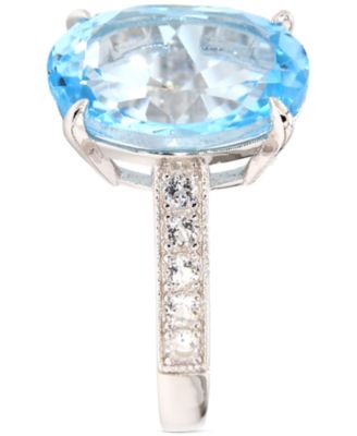 Gemstone & White Topaz (1 ct. t.w. ) Oval Ring in Sterling Silver (Also in Gold-Plated Sterling Silver)