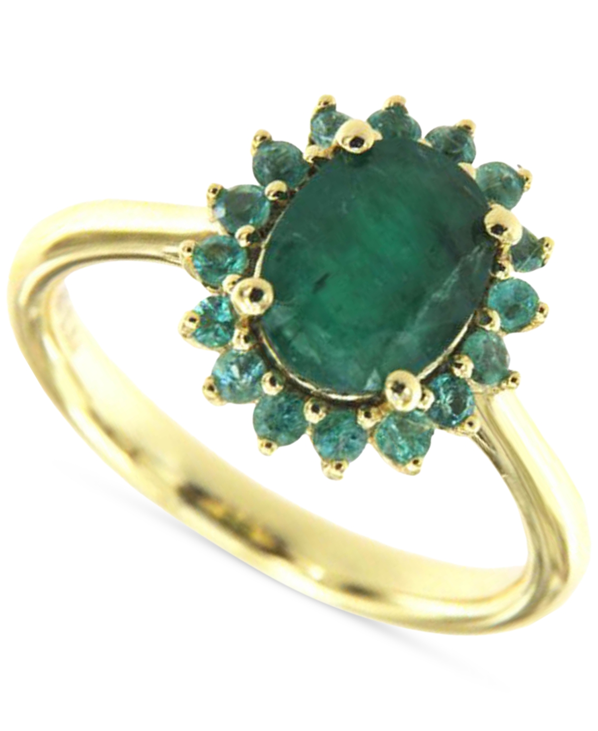 Macy's Emerald Halo Ring (3-5/8 Ct. T.w.) In Gold-plated Sterling Silver (also In Ruby/pink Sapphire)