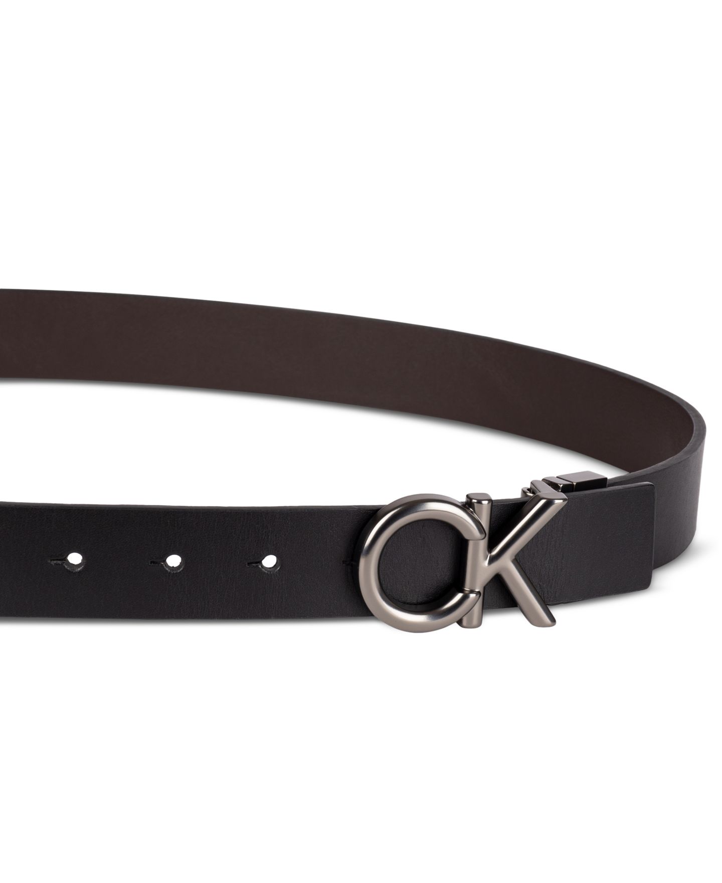 Мужской ремень Calvin Klein Monogram Buckle Reversible Leather Belt, цвет: Чёрный / Коричневый — фото 4
