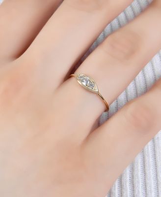 Cubic Zirconia Trio Accent Ring in 18k Gold-Plated Sterling Silver