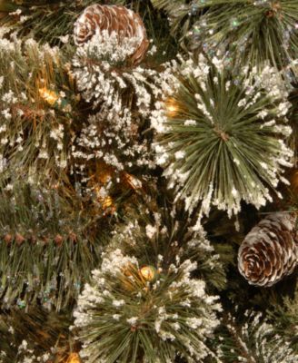 4' Glittery Bristle Pine Entrance Tree with 100 Clear Lights