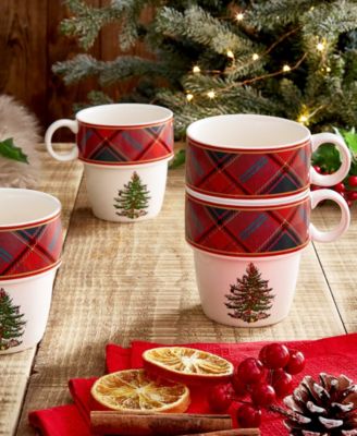 Spode Christmas Tree Tartan Dinnerware Collection In Red
