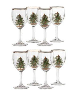 Macy's Spode Christmas Tree Wine Glasses, Set of 8