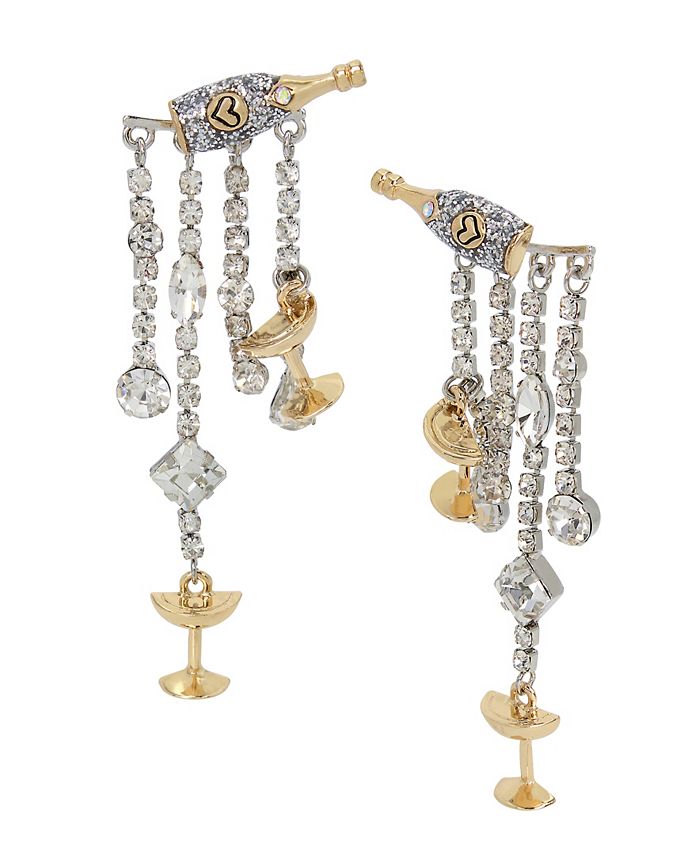 Betsey Johnson Faux Stone Champagne Fringe Earrings Macy s