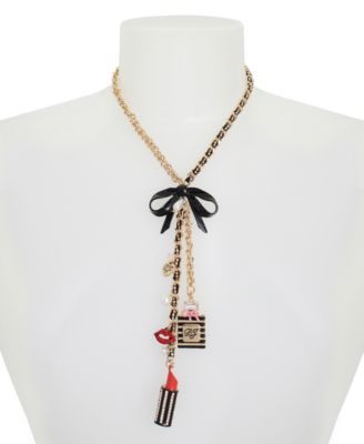 Betsey Johnson Faux Stone Going All Out Charm Y Necklace - Macy's