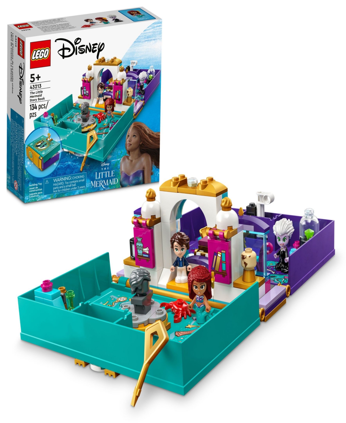 Lego Disney 43213 Princess The Little Mermaid Story Book Toy Building Set With Ariel, Prince Eric, Ursula In Multicolor