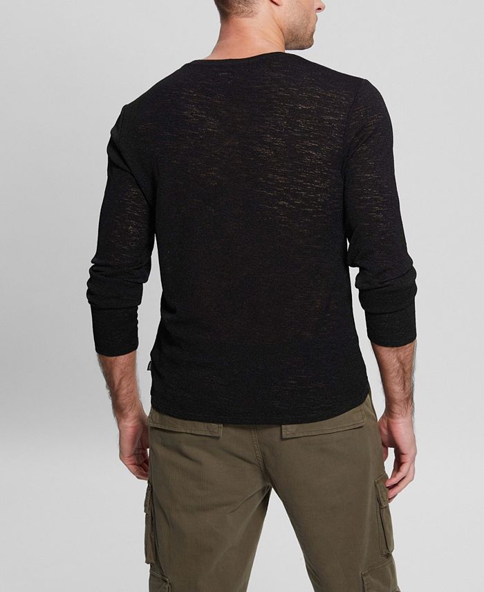 GUESS Men's Long-Sleeve Gauze V-neck Fitted T-shirt - Macy's