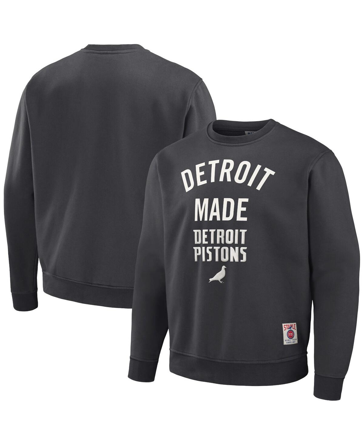 Men's Nba x Staple Anthracite Detroit Pistons Plush Pullover Sweatshirt - Anthracite