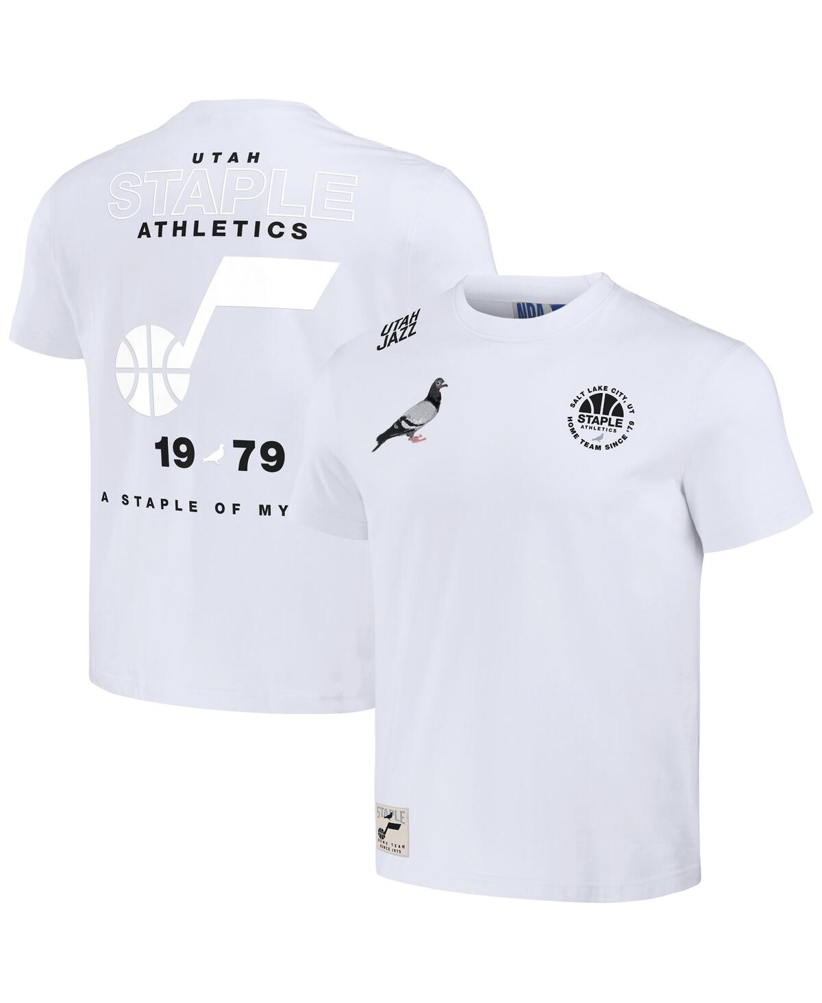 Shop Staple Men's Nba X  White Distressed Utah Jazz Home Team T-shirt