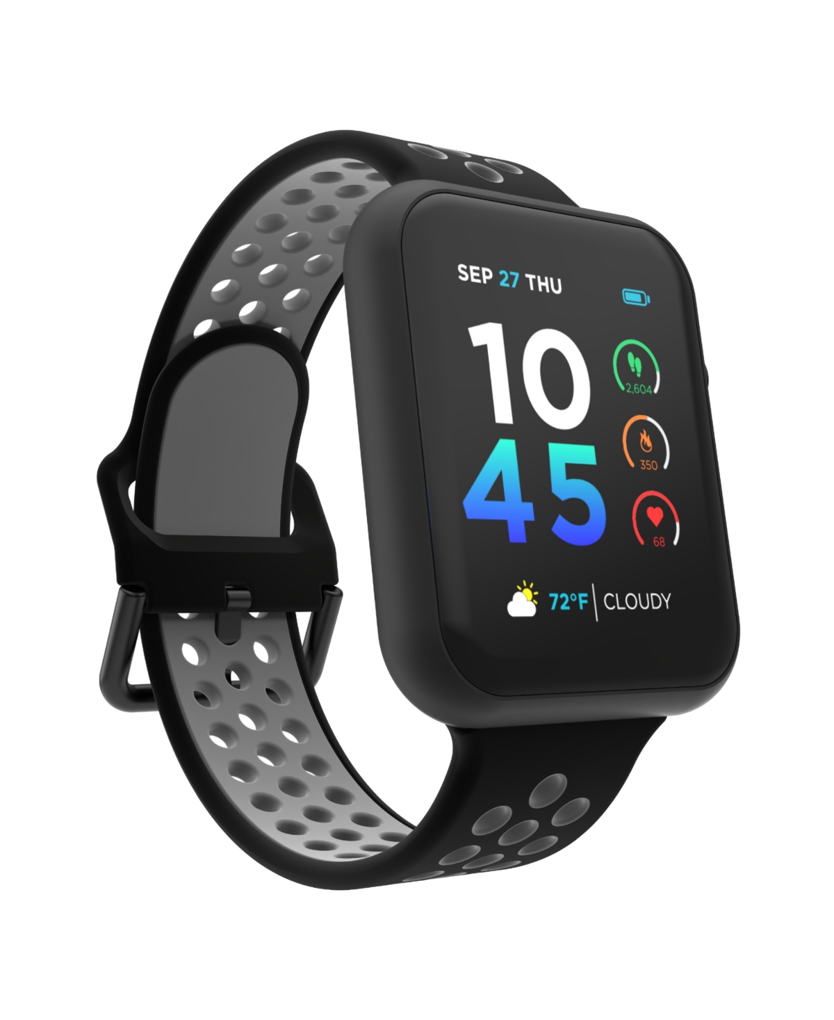 Itouch Air 4 Unisex Black And Gray Silicone Smartwatch 46mm In Black,gray