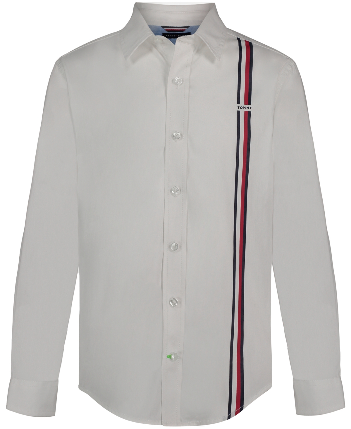 Shop Tommy Hilfiger Big Boys Long Sleeve Tommy Signature Tape Shirt In Fresh White