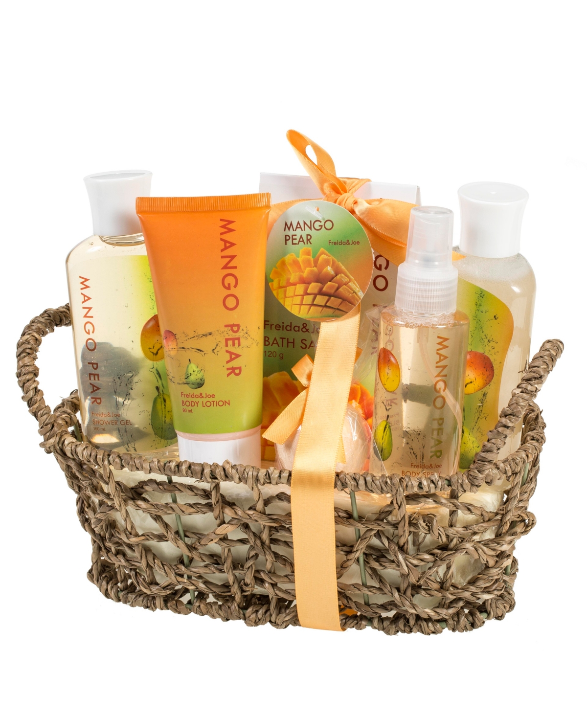 Woven Basket Mango-Pear Fragrance Bath & Body Set Luxury Body Care Mothers Day Gifts for Mom - Assorted Pre-pack