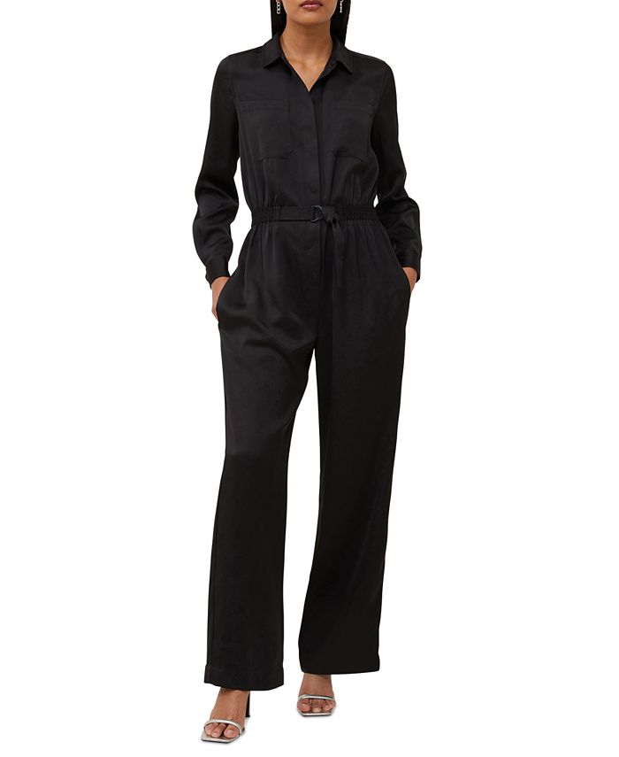 French Connection Women's Enid Long-Sleeve Crepe Jumpsuit - Macy's