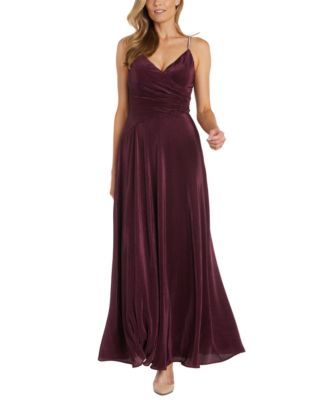 slim fit dress slacks Nightway Stretch Velvet Cold Shoulder Evening Gown Hunter / 6