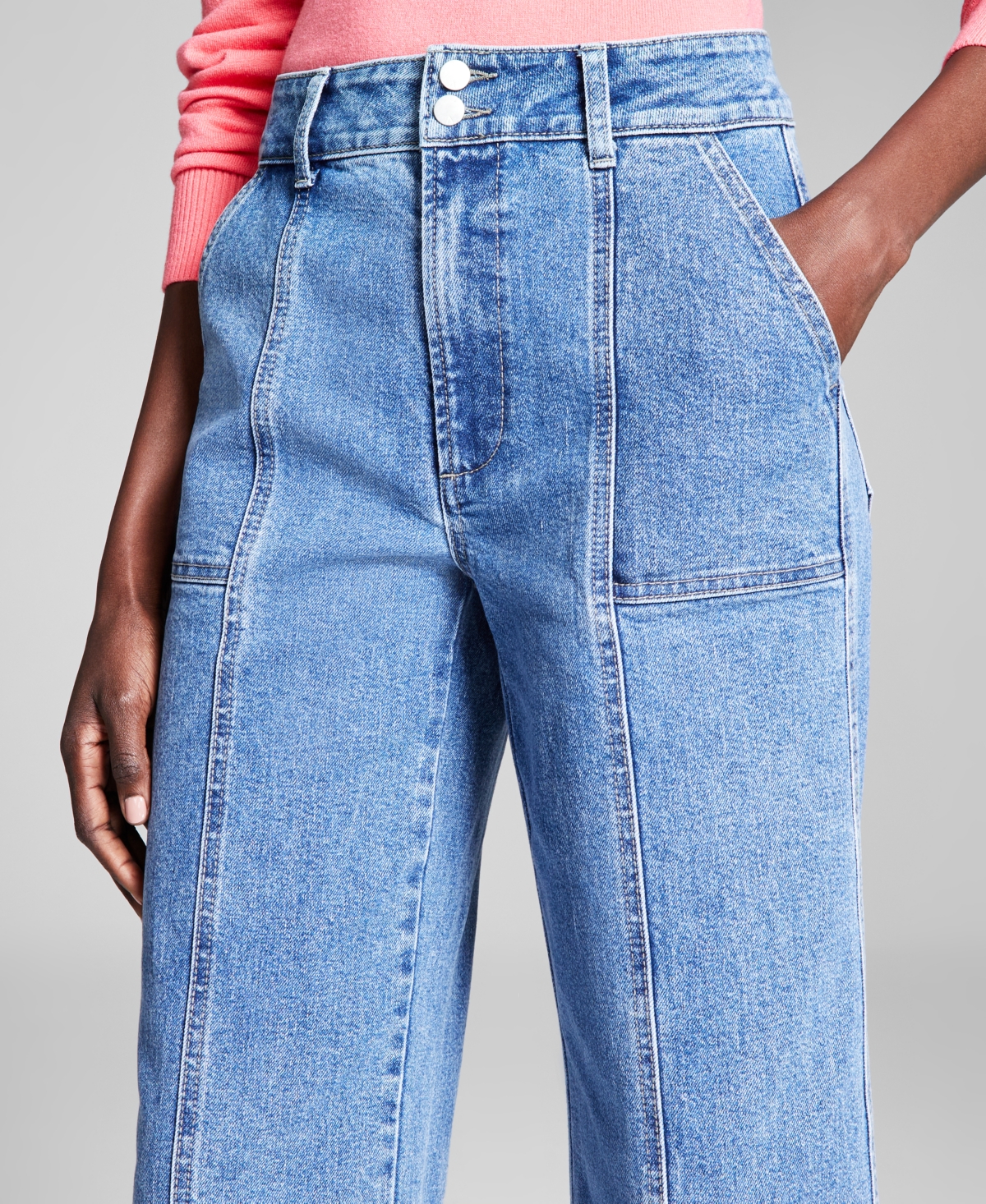Shop And Now This Women's Seam-front Straight-leg Jeans, Created For Macy's In Elio