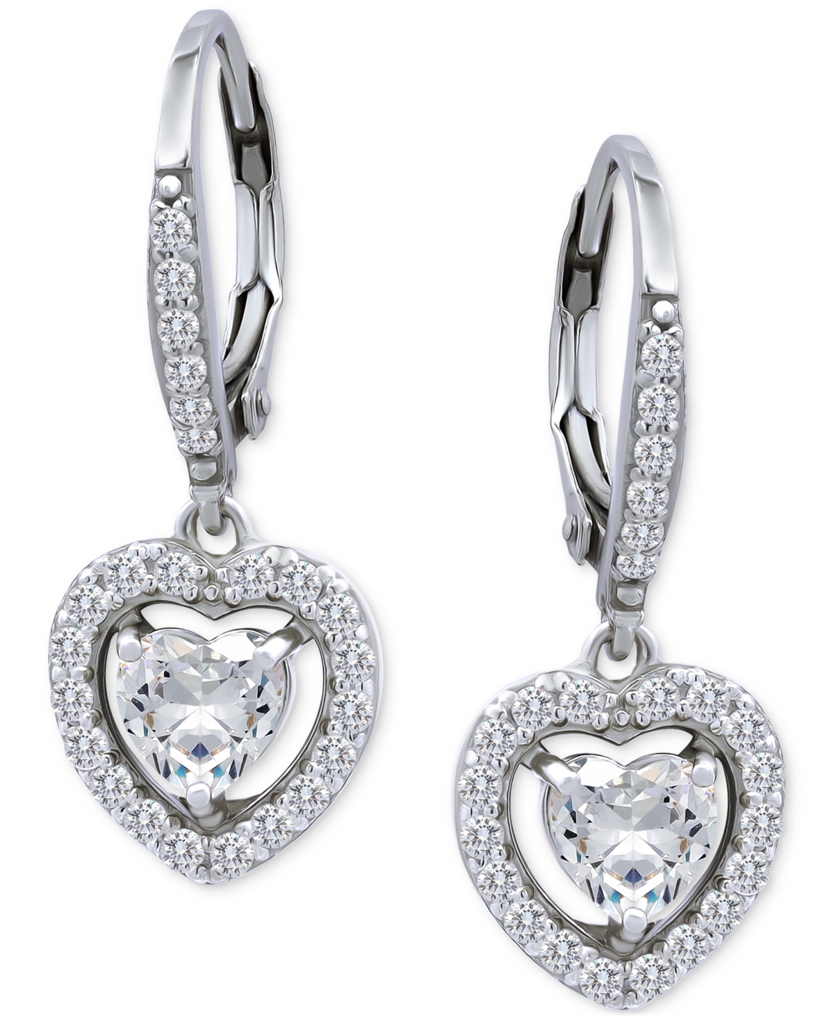 Giani Bernini Cubic Zirconia Leverback Heart Drop Earrings In Sterling Silver, Created For Macy's In Gold