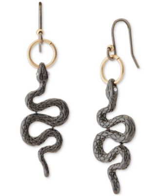 Lucky Brand Two-Tone Pavé Snake Linear Drop Earrings