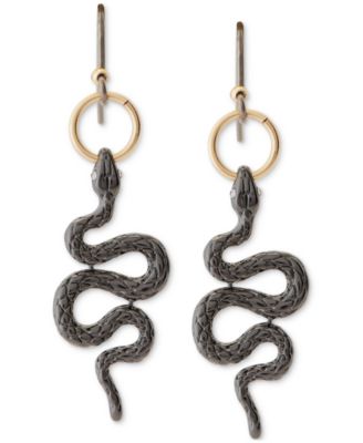 Lucky Brand Two-Tone Pavé Snake Linear Drop Earrings