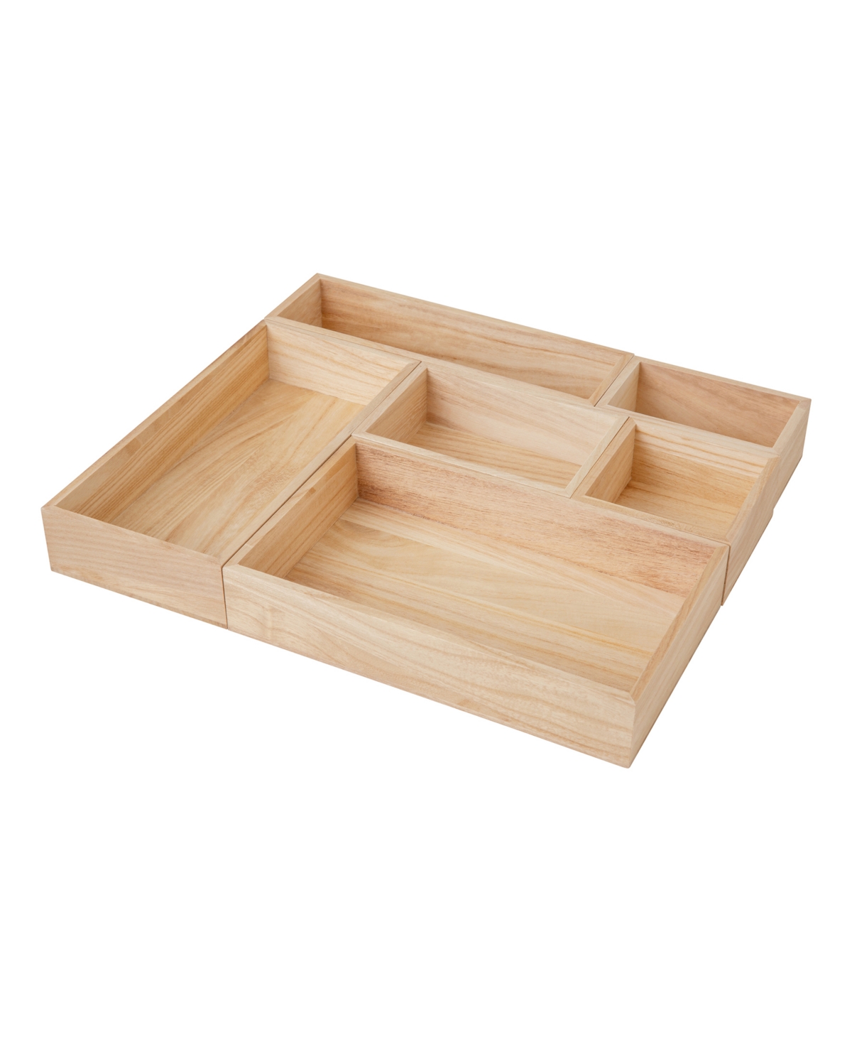 Enzo 6 Compartments Wooden Desk Drawer Organizer - Light Natural