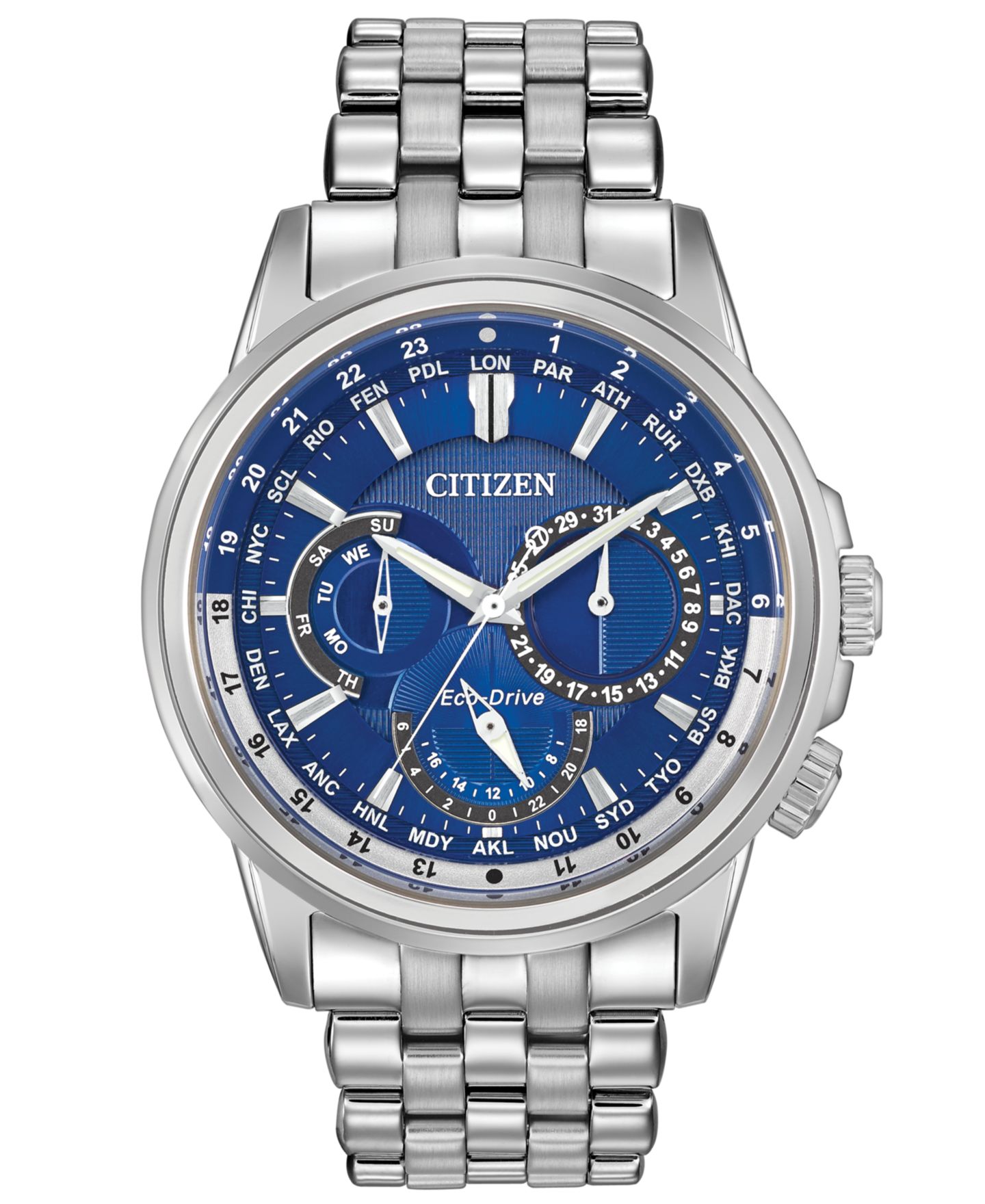Мужские часы Citizen Eco-Drive Calendrier Stainless Steel Bracelet Watch 44mm BU2021-51L — фото 1