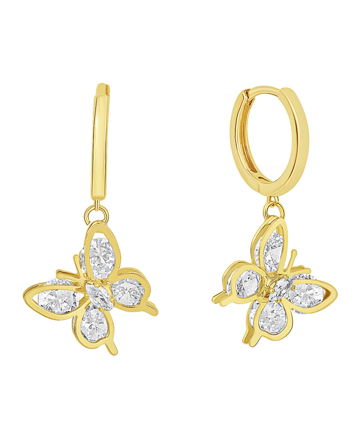 And Now This Cubic Zirconia Butterfly Drop Hoop Earring In Gold