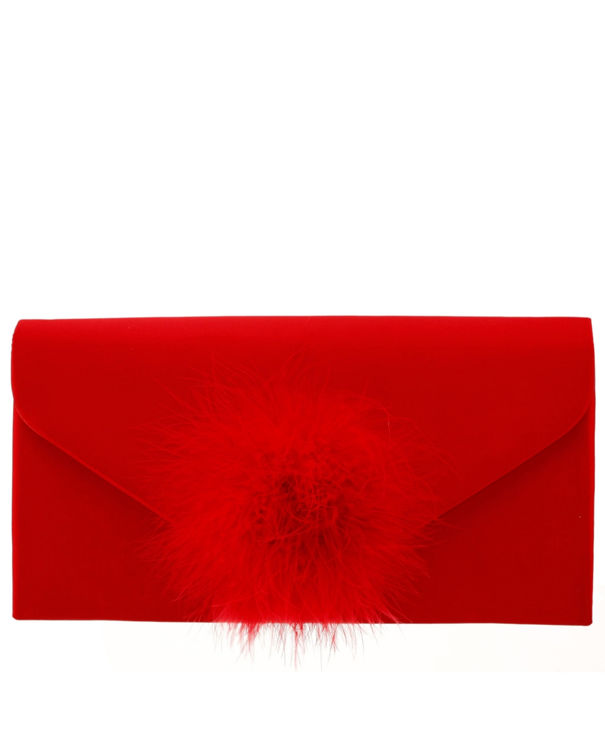 Nina Envelope Clutch With Pompom In Red Rouge