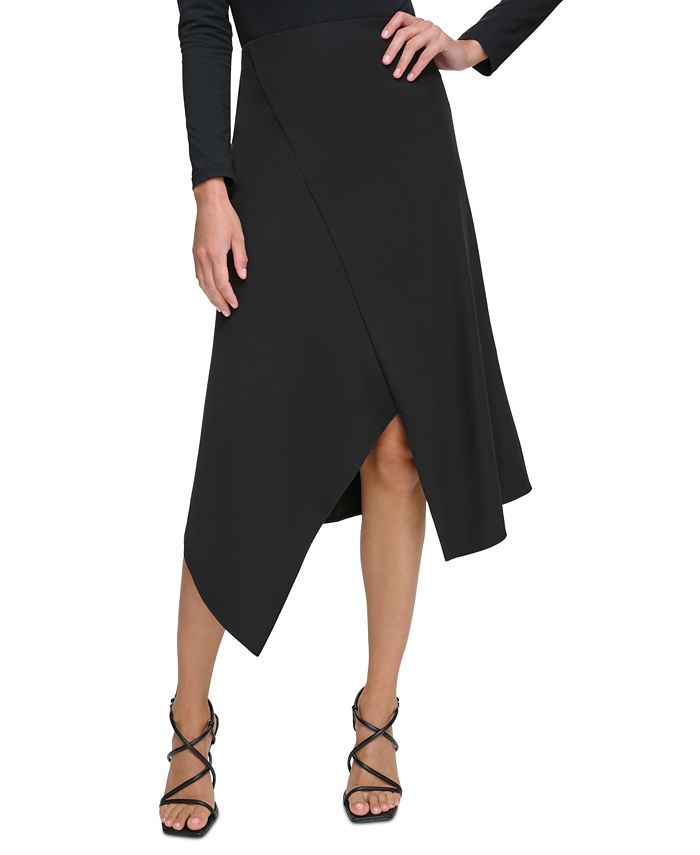 DKNY Petite Asymmetrical-Hem Midi Skirt - Macy's