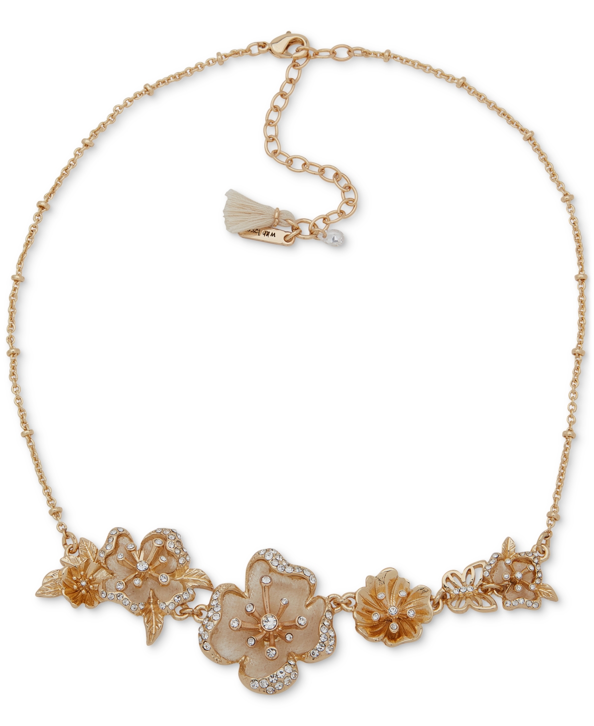 Lonna & Lilly Gold-tone Crystal Flower Frontal Necklace, 16" + 3" Extender In Natural